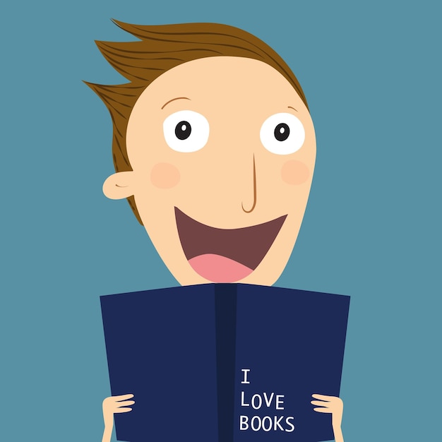 book concept world book day man reading a book vector illustration