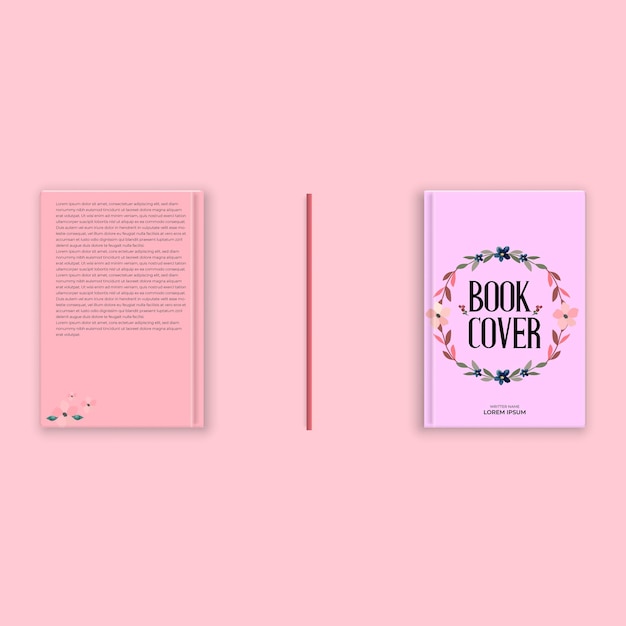 Vettore design della copertina del libro con sfondo rosa chiaro