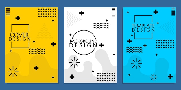 Vector book cover design set with dynamic abstract geometric elements