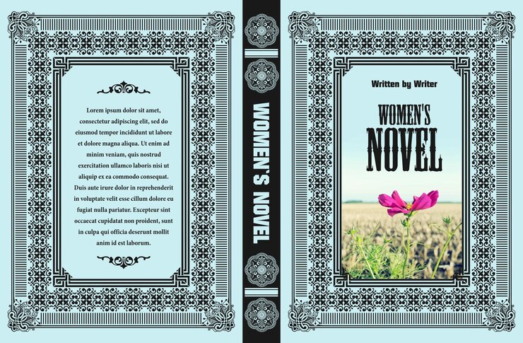 Вектор дизайн обложки книги с украшенной рамкой, полем мака и элегантной типографией, идеально подходит для романтической или исторической художественной литературы, ориентированной на женщин