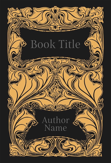 ブックカバーのデザインテンプレート、アールヌーボースタイル。ヴィンテージ1895年の本。