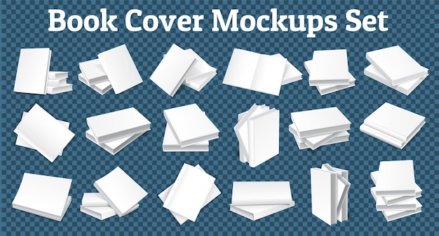 Vector book cover mockups set