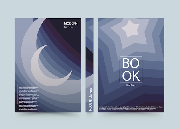 Vector book cover night moon and star booklet design simple unique book cover design