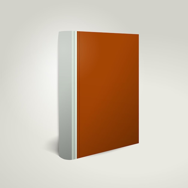 Vector book cover template standing on light background.