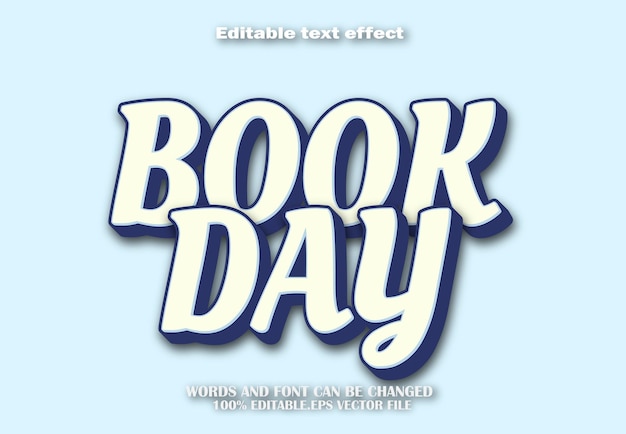 Giorno del libro effetto di testo modificabile in stile cartone animato 3d