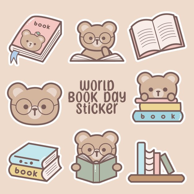 Book Day Sticker Bear