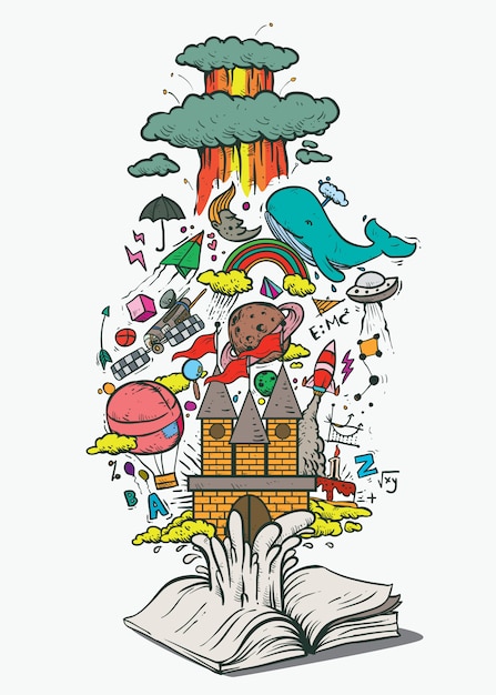 Libro doodle fonte di immaginazione e conoscenza del sogno