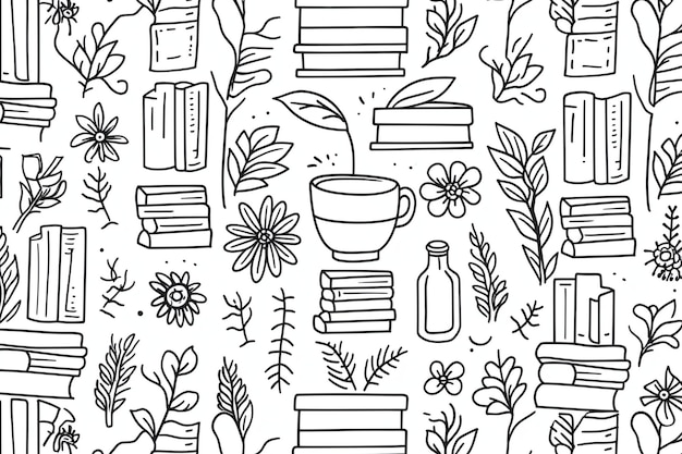 Book doodles seamless pattern vector (vettore di disegni senza cuciture)