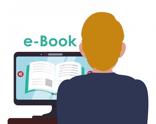 Vettore progettazione di icone di libri ed e-learning