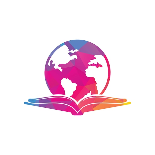 Book education logo icon vector. Education globe logo. Globe with book icon design.
