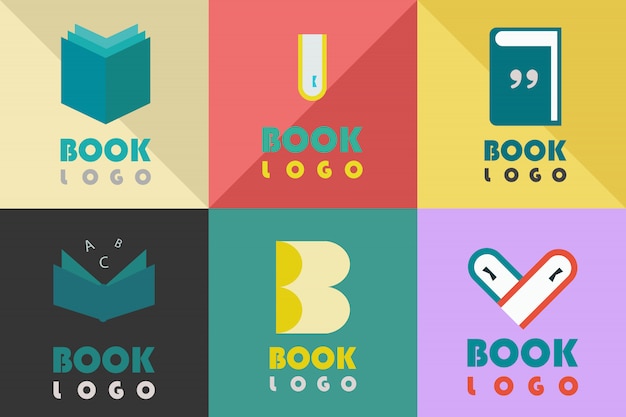 Vector book education logo set