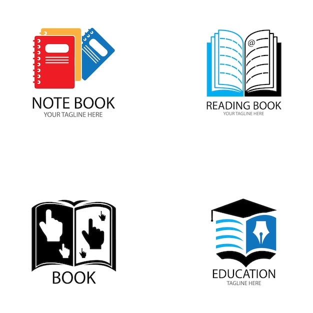 책 교육 로고 템플릿 벡터 일러스트 디자인