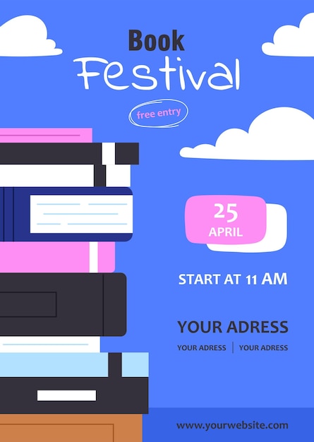 Book festival poster vector concept