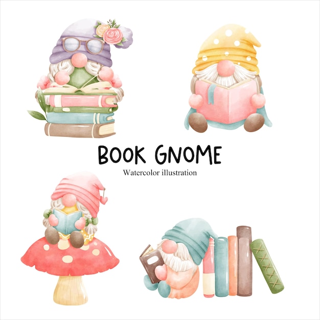 Book gnome library gnome vector illustration