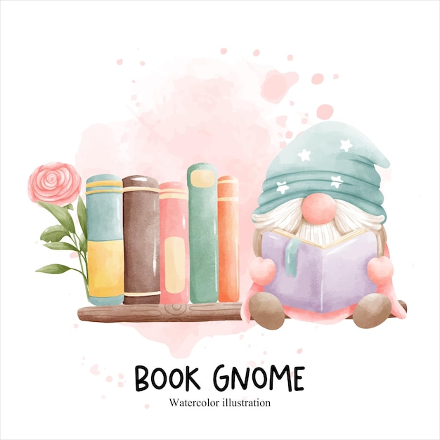 Book gnome library gnome vector illustration