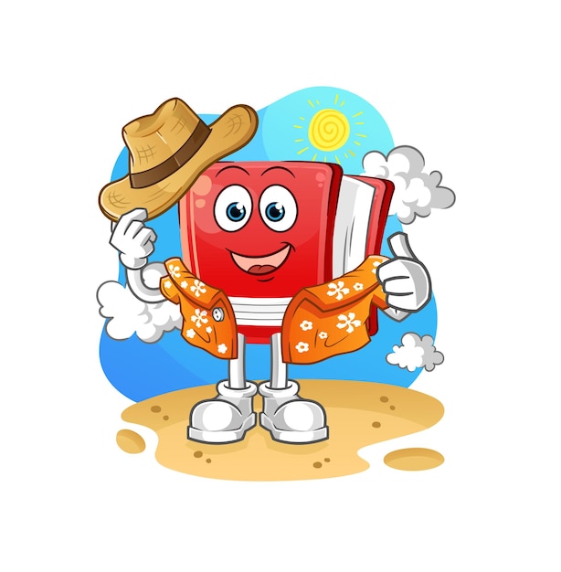 Book go on vacation cartoon mascot vector