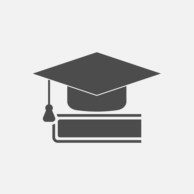 Book graduation cap isolated on white background Vector illustration