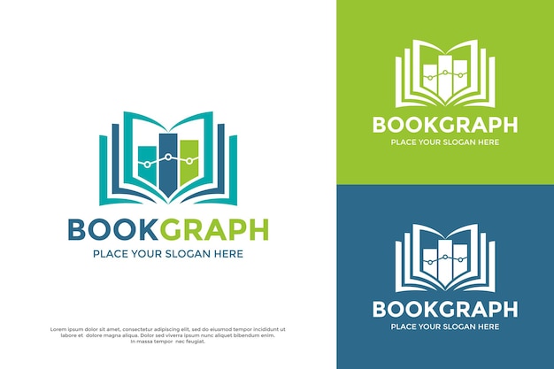 Vector book graph or stats vector logo template this design use chart symbol suitable for finance education