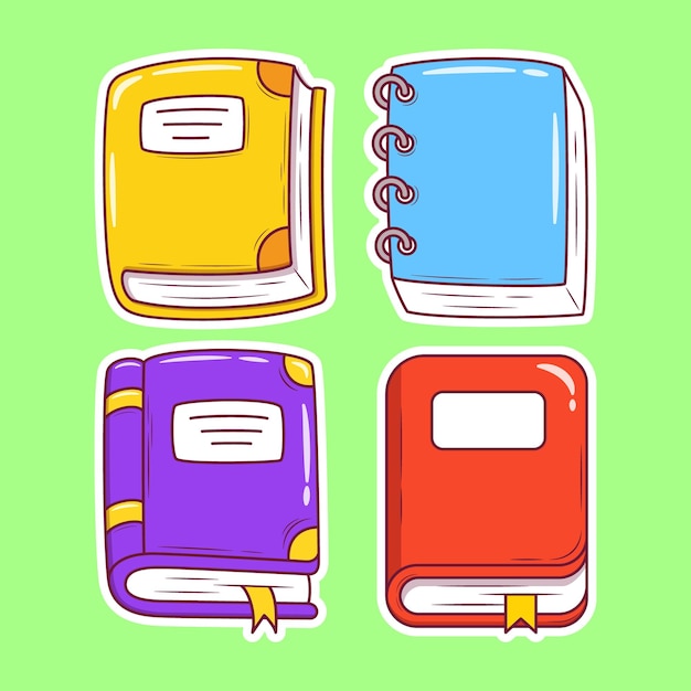 Vector book hand drawn cartoon icon sticker doodle coloring