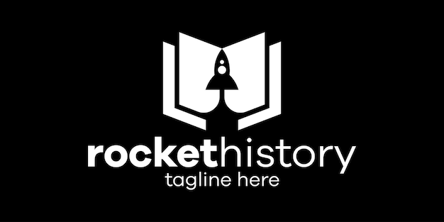 本の歴史とロケットのアイコン ベクトル イラスト