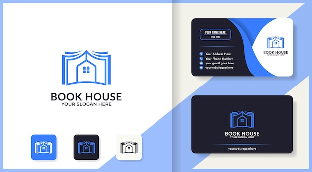 Book house logo and business card design