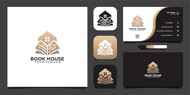 Book house logo design and business card