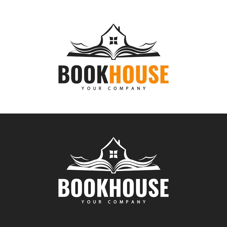 Vector book house logo design