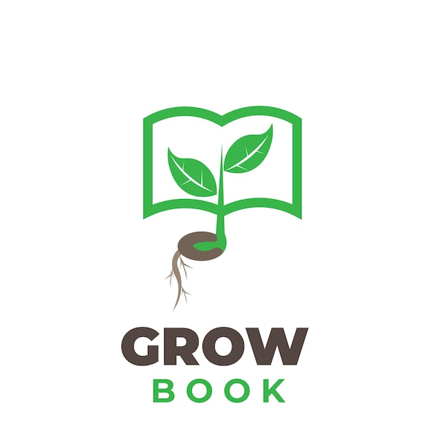 Book Illustration Logo with Growing Seeds