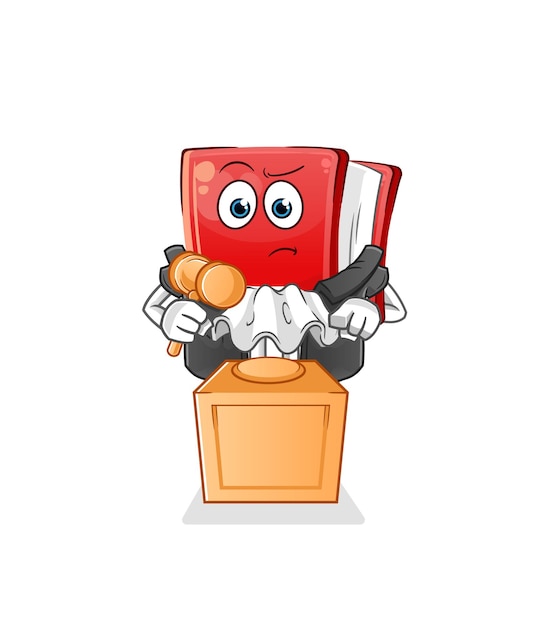 Book judge holds gavel character vector