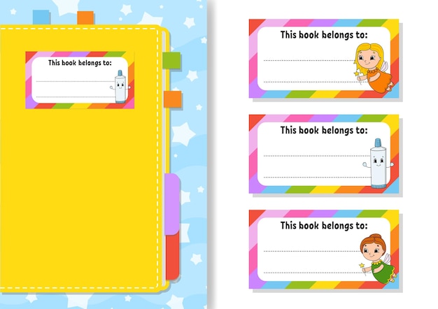 Book label stickers for kids the rectangular shape