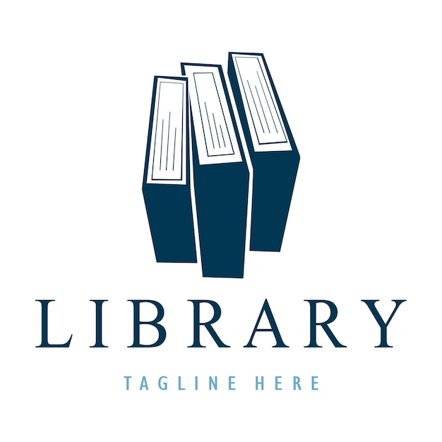 Vettore logo di un libro o di una biblioteca per librerie, aziende di libri, editori, enciclopedie, biblioteche, istruzione