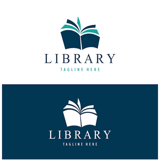 書店の本または図書館のロゴ 書籍会社 出版社 百科事典 図書館 教育