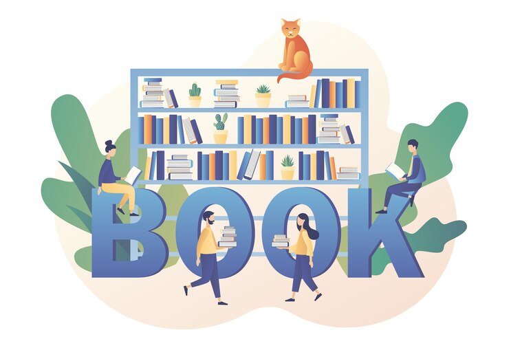 Книжная библиотека онлайн Маленькие люди читают книги Большой текст КНИГА Любители литературы Библиотека электронных книг