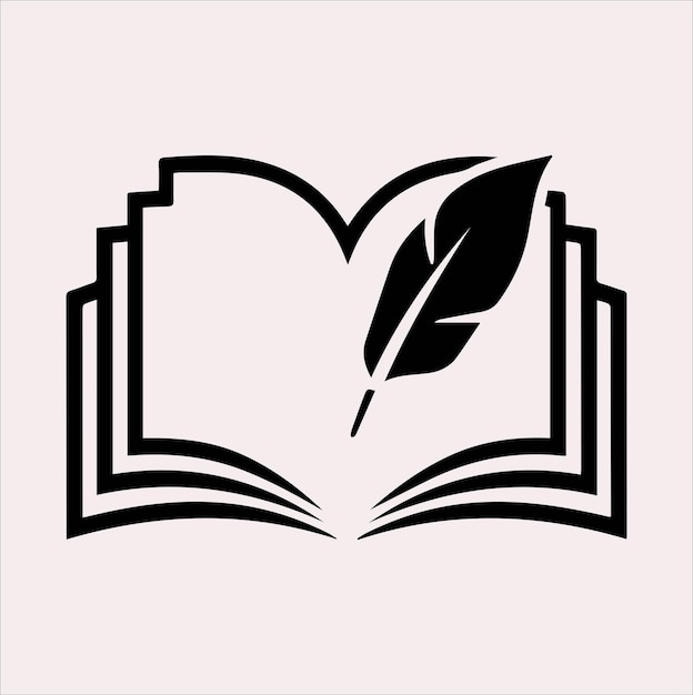 愛情形狀教育書標誌向量 白色背景上的 siluet