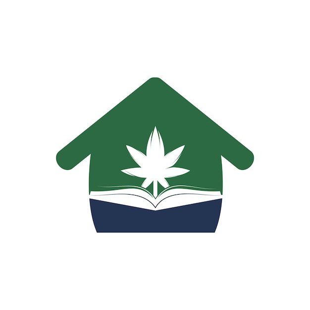 Vettore modello del logo del libro e del simbolo della marijuana