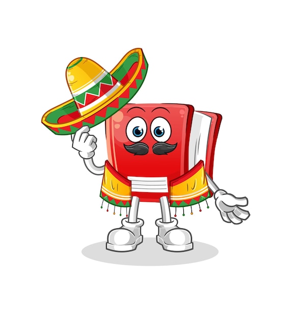 book Mexican culture and flag. cartoon mascot vector
