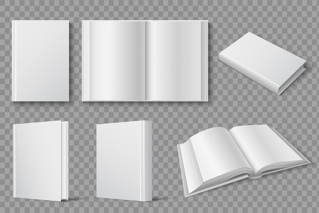 Book mockup. Blank white closed and open books.