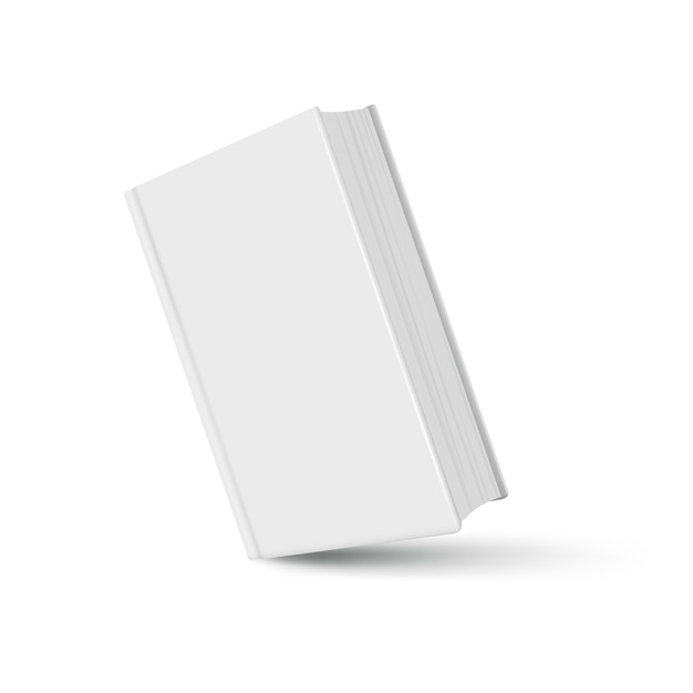 Vettore libro mockup bianco realistico con ombra su bianco