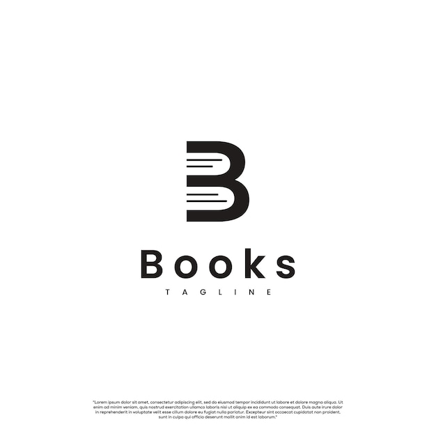 Book monochrome letter logo design letter B with pile book logo concept