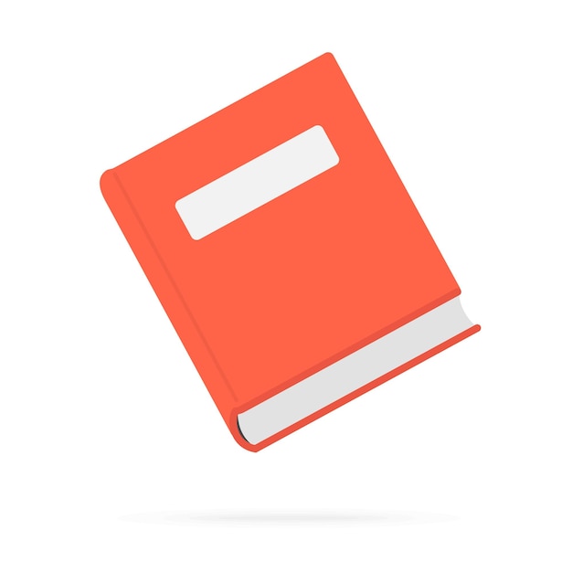 Book or note book icon with red cover on white background