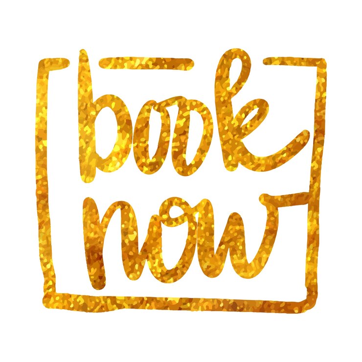 वेक्टर book now text in gold texture hand drawn vector illustration