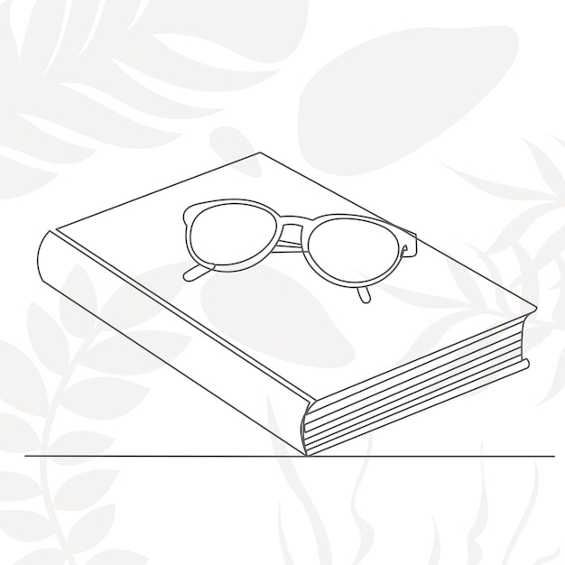 Book open continuous line drawing sketch vector