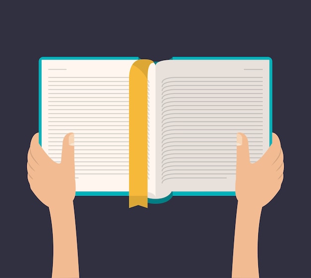 Icon of an open book. Hands holding an open book - vector image