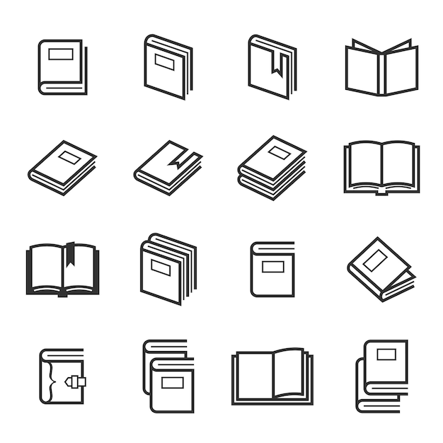 Book outline stroke symbol vector icons