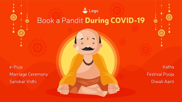 Book a Pandit during covid19 banner design template