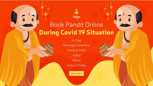 Book pandit online during covid19 situation banner design