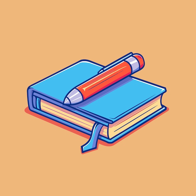 Book and pen cartoon illustration vector design