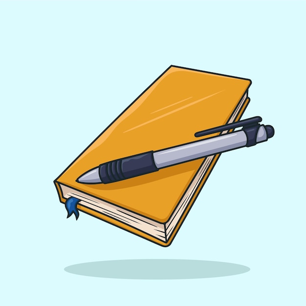 Vector book and pen cartoon vector