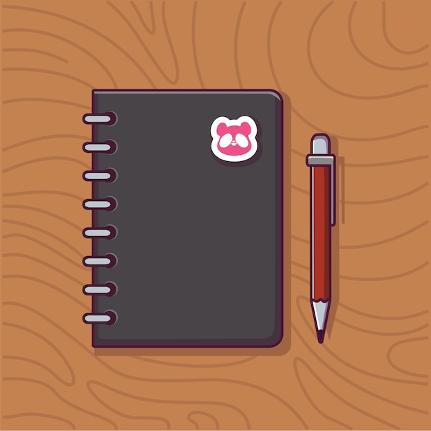 Book and pen icon illustration education and school object icon concept book and pen cartoon