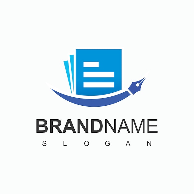 Book and pen logo design template